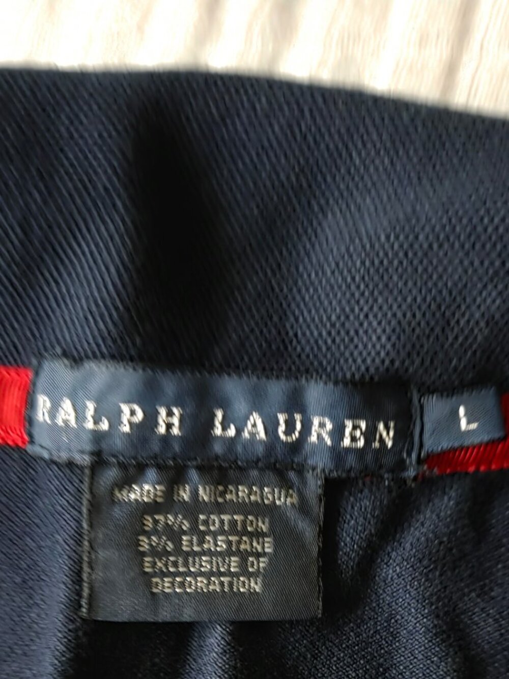Ralph Lauren Navy Long Sleeve Polo Size L Cotton w/ gold crest - Picture 6 of 6